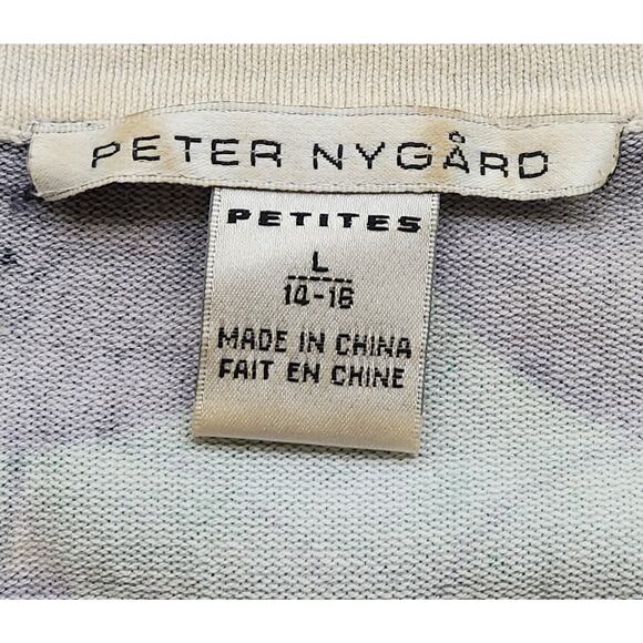 VTG Peter Nygard Green Blue White Button Up Cardigan Sweater Large Lightweight - Picture 4 of 5